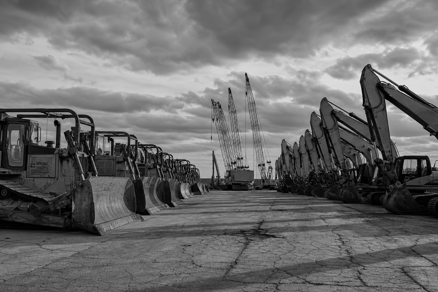 Black and White Heavy Equipment Dealership